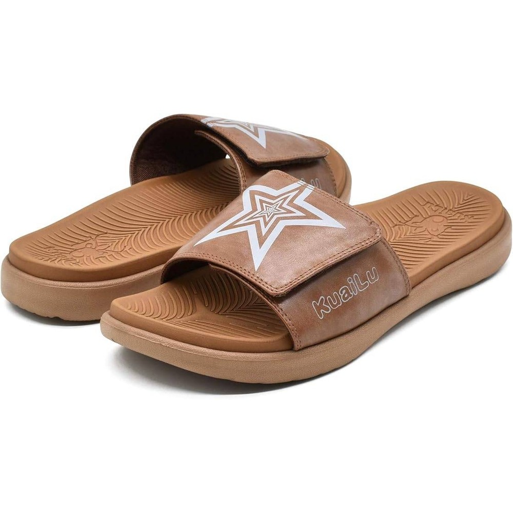 New KuaiLu Mens Slide Sandals Khaki US 10 Orthotic Arch Support Athletic Sport - Picture 5 of 7